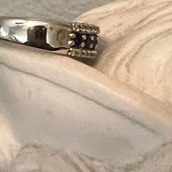 2MM Diamond Accent Genuine Blue Sapphire
Platinum Over Silver Band - Picture 3 of 8